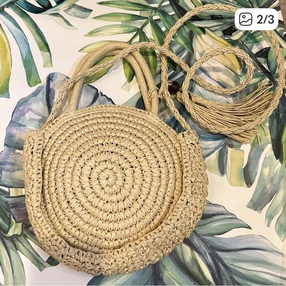 SOLID & STRIPED Natural Woven Shoulder Bag New in dust bag - Picture 2 of 3